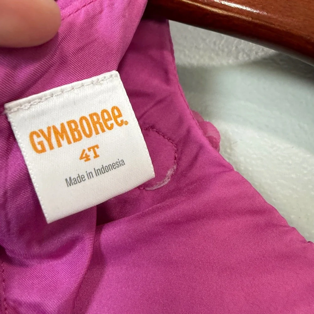 Gymboree Girls Magenta Pink Pleated Chiffon Rosette‎ Ruffle Dress 4T